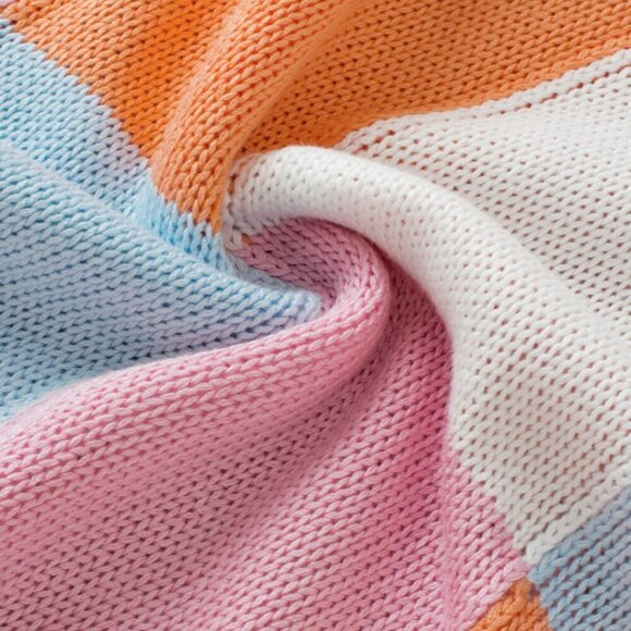 NWT Contrast Plaid Round Neck Crop Cap Sleeve Sweater - Picture 6 of 10